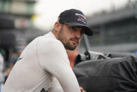 Rinus VeeKay, of The Netherlands, waits during qualifications for the Indianapolis 500 auto race at Indianapolis Motor Speedway, Saturday, May 21, 2022, in Indianapolis. (AP Photo/Darron Cummings)