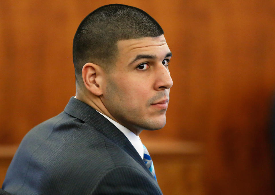 <p>The former NFL tight end and convicted murderer took his own life on April 19, 2017. A posthumous analysis of his brain showed Hernandez was suffering from severe CTE. (Photo: Steven Senne/Reuters) </p>