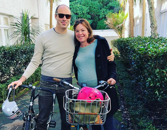 The 38-year-old shared photos of her 'beautiful Sunday morning' ride to the hospital in Auckland with her partner: Anne Genter / Instagram