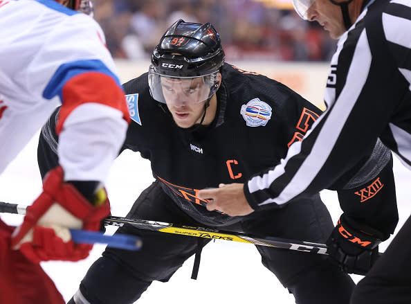 TORONTO, ON - SEPTEMBER 19: Connor McDavid #97 of Team North America prepares for a face-off against Team Russia during the World Cup of Hockey 2016 at Air Canada Centre on September 19, 2016 in Toronto, Ontario, Canada. (Photo by Andre Ringuette/World Cup of Hockey via Getty Images)