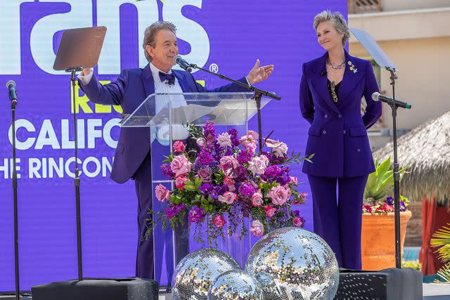 <p>Harrah's Resort Southern California</p> Martin Short takes the oath of office as mayor of Funner, California alongside Jane Lynch