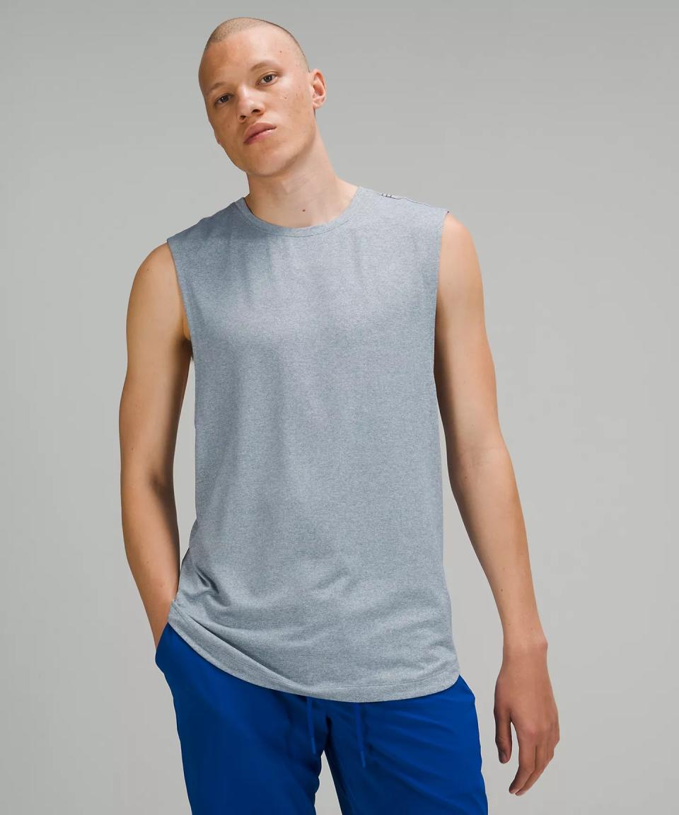 Lululemon’s blue Drysense Training Sleeveless Shirt