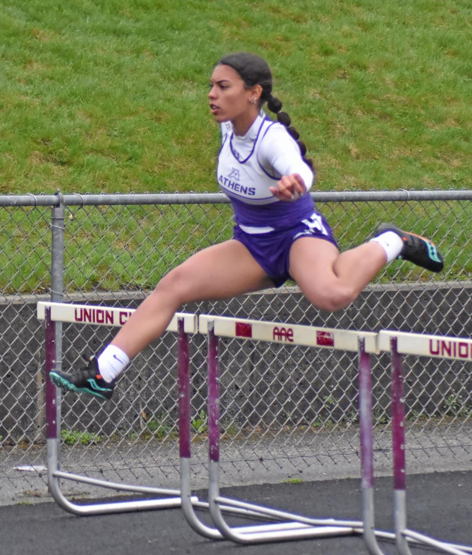 Athens' Jocelyn Hall brought home the win in the 100 meter hurdles at Friday's UC Invite