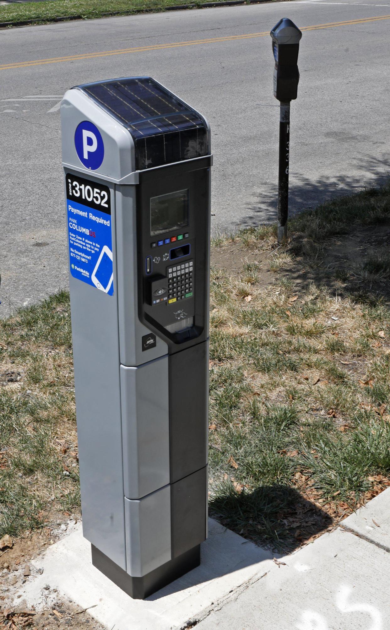 This pay-by-plate parking kiosk is on Park Street near Goodale Park.