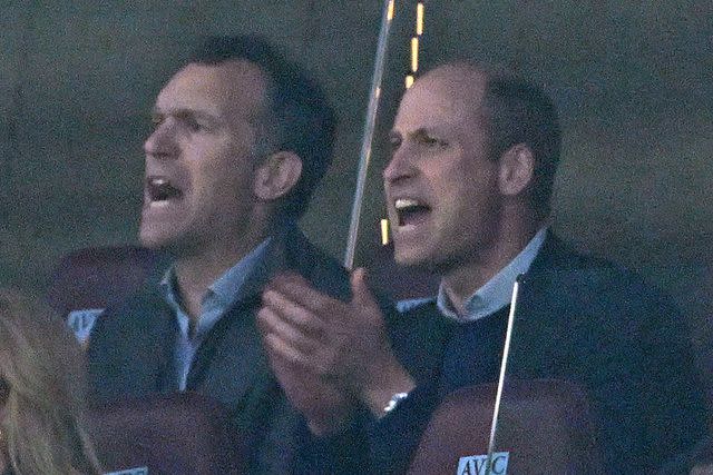 <p>JUSTIN TALLIS/AFP via Getty Images</p> Prince William cheering on Aston Villa on his last visit to the stadium, on May 2, 2024