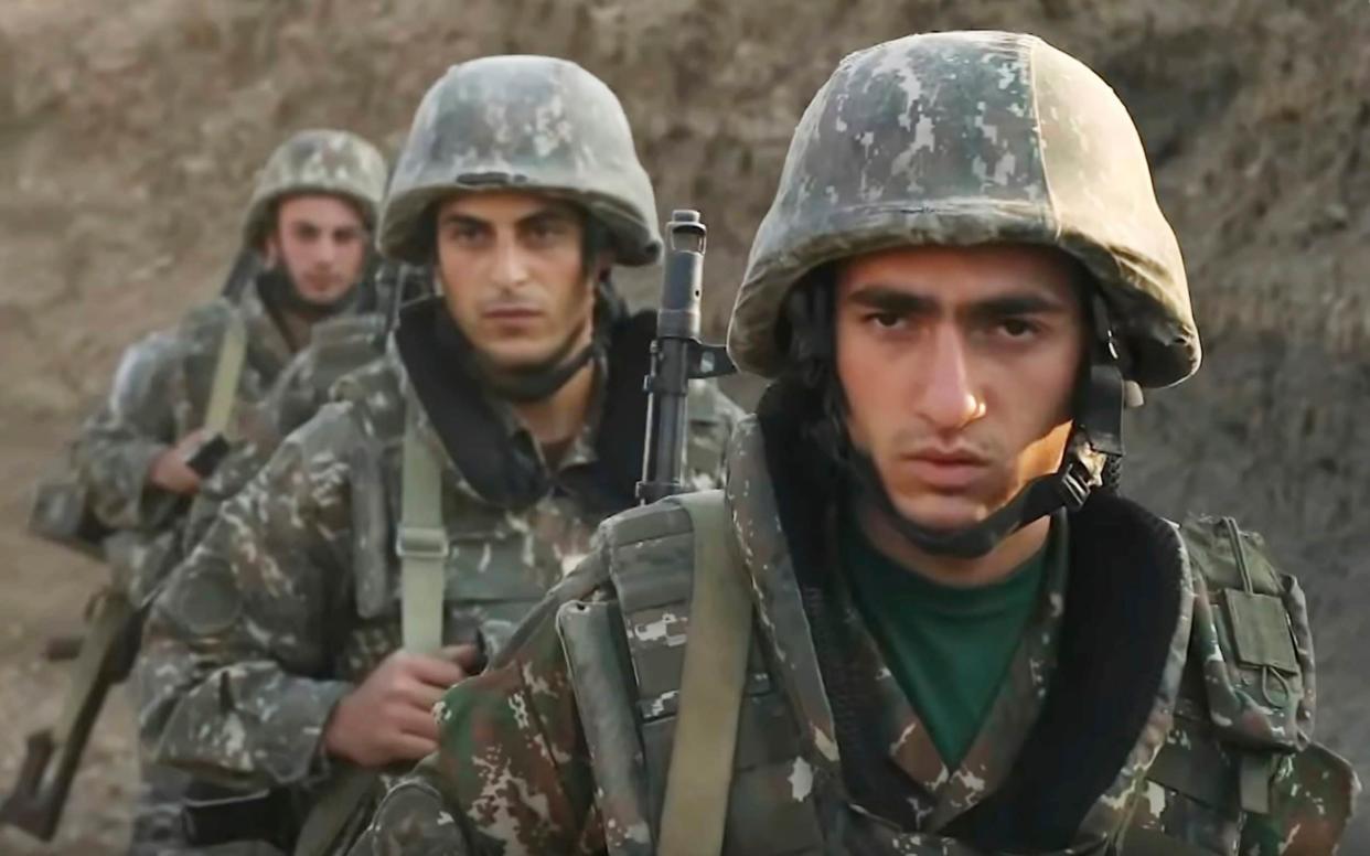 Armenian soldiers in the self-proclaimed Republic of Nagorno-Karabakh, Azerbaijan - Armenian Defence Ministry
