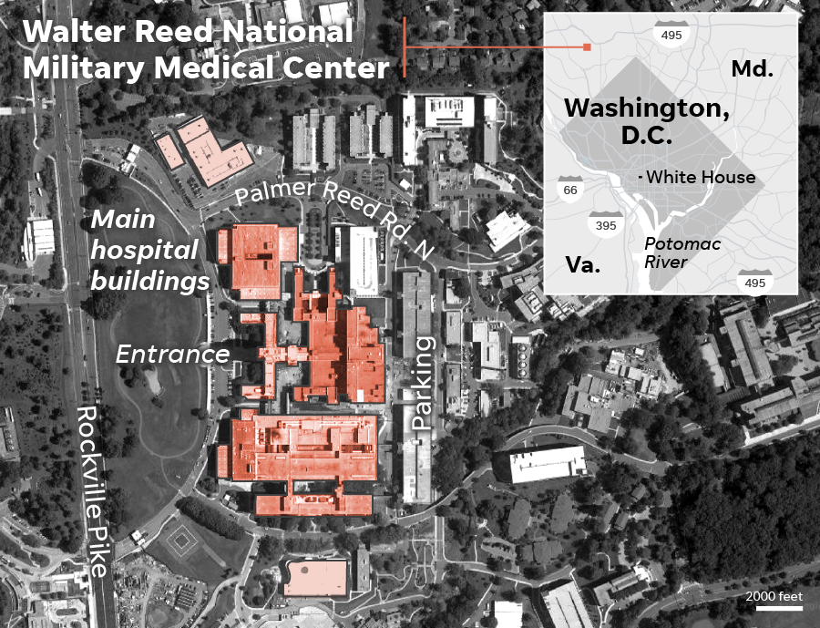 Aerial view of Walter Reed National Military Medical Center