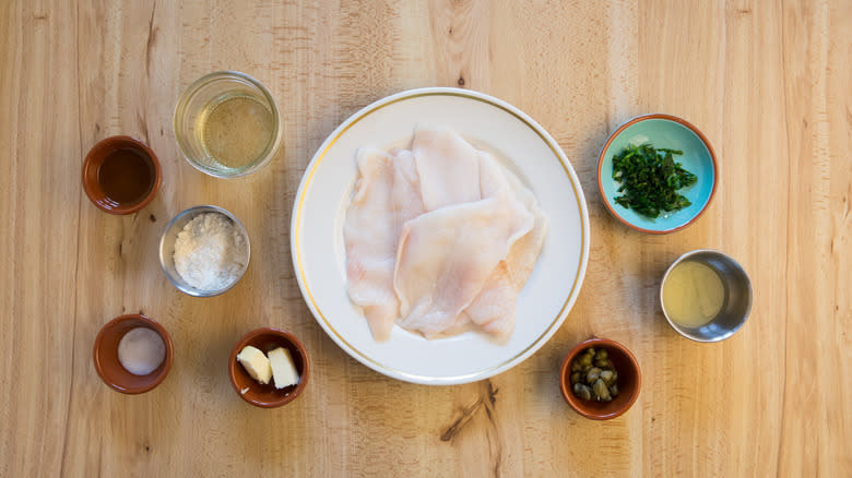 flounder piccata ingredients on table