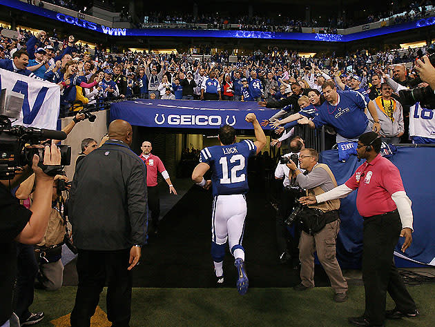 Andrew Luck quote: I think the preseason helps a lot, just to feel