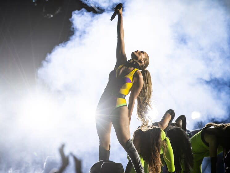 Jennifer Lopez performs at the Vax Live concert at SoFi Stadium