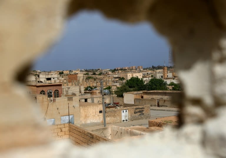 A general view shows the town of Tabqa after members of the US-backed Syrian Democratic Forces recaptured several neighbourhoods on April 30, 2017