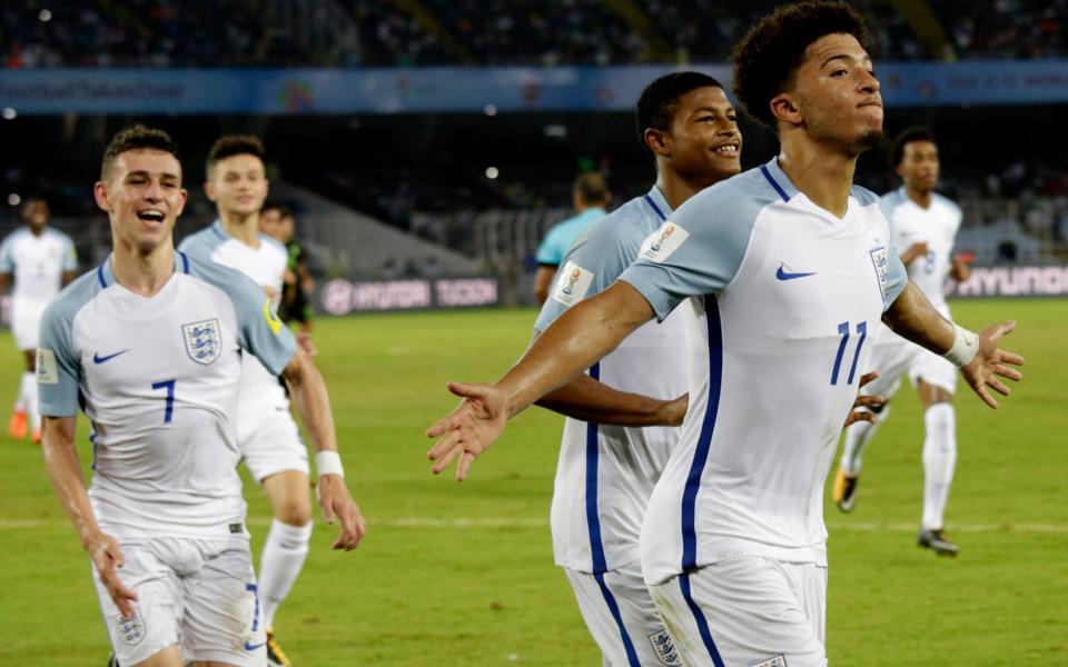 England internationals Phil Foden and Jadon Sancho - AP