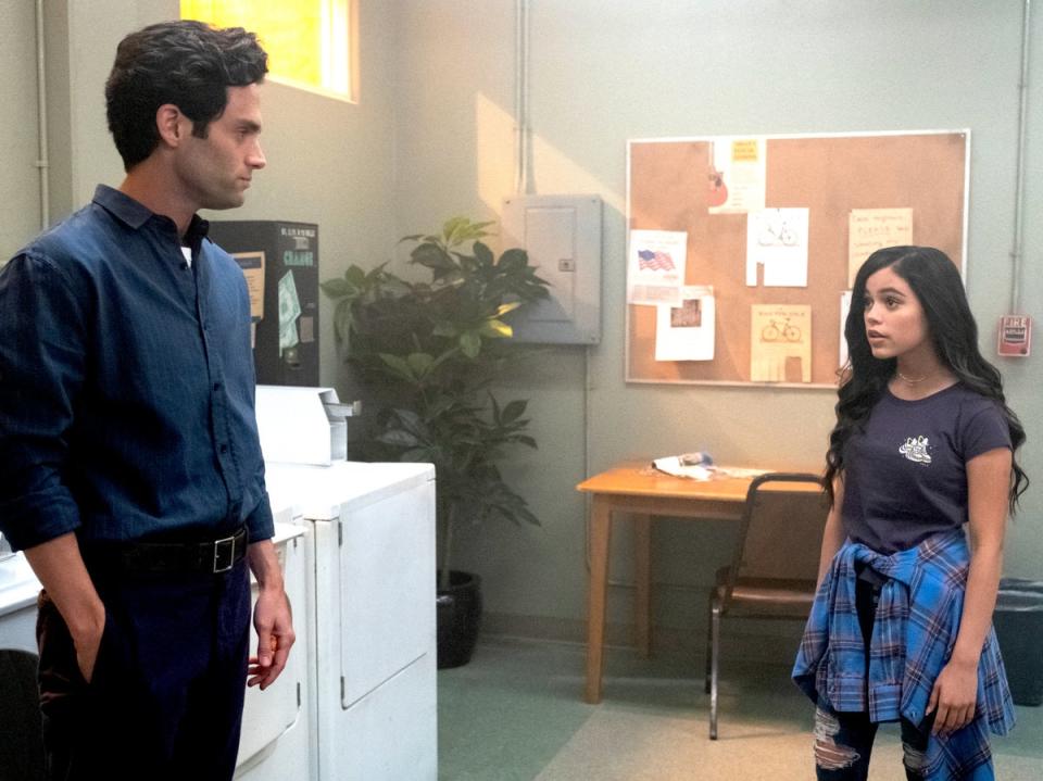 Penn Badgley and Jenna Ortega in ‘You’ (Beth Dubber/Netflix)