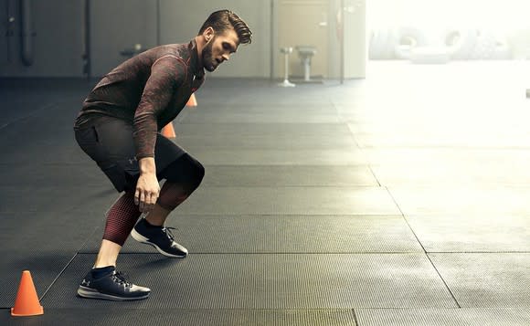 Bryce Harper performs agility drills in Under Armour apparel.