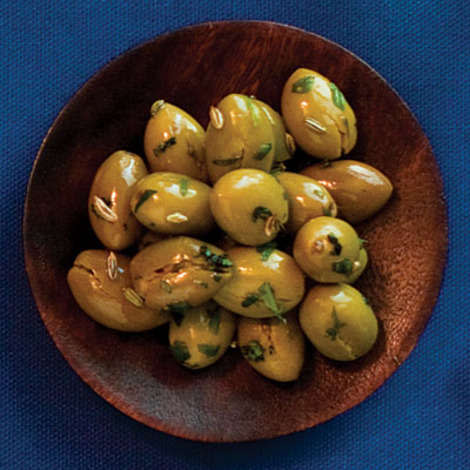 Cracked Green Olives with Fennel