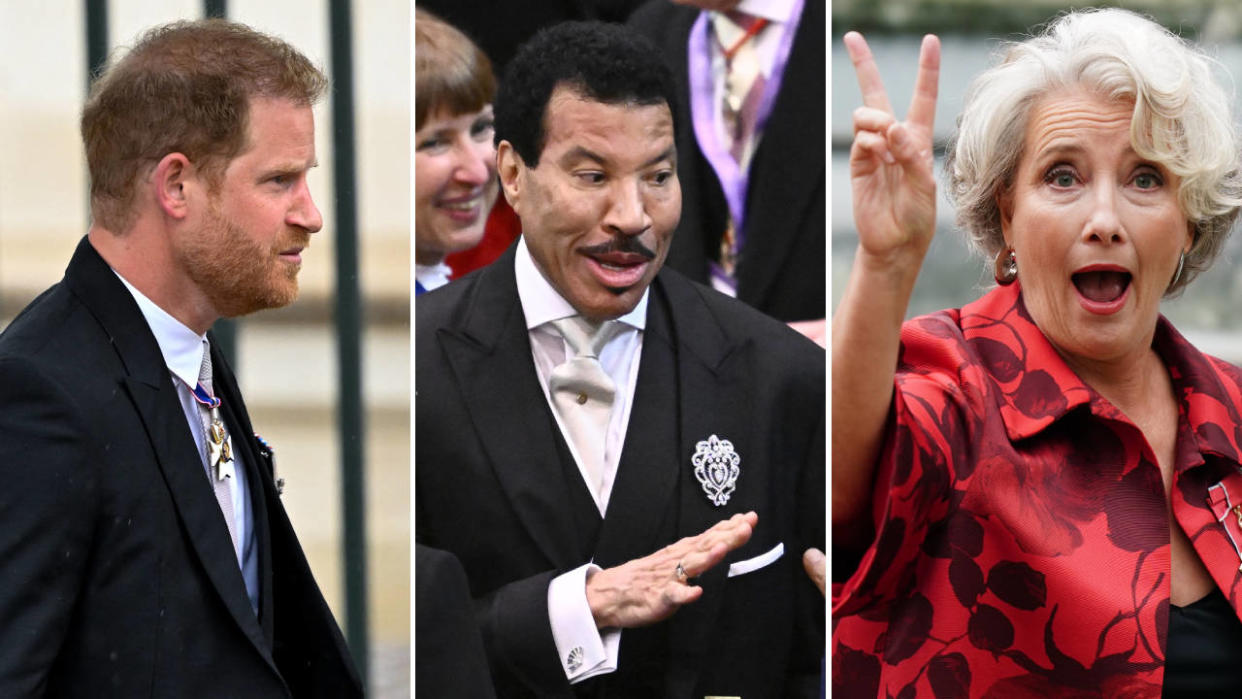 Le prince Harry, Lionel Richie ou Emma Thompson sont certaines des personnalités qui assistaient ce samedi 6 mai au couronnement de Charles III à Londres.