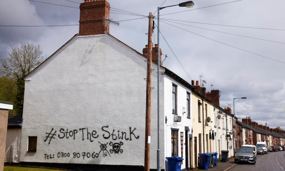 A ‘stop the stink’ message painted on a house in Silverdale