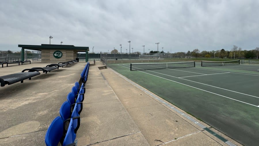 The tennis courts on Jenison Public Schools' main campus could be replaced with a new elementary school if a bond passes. (April 23, 2024)