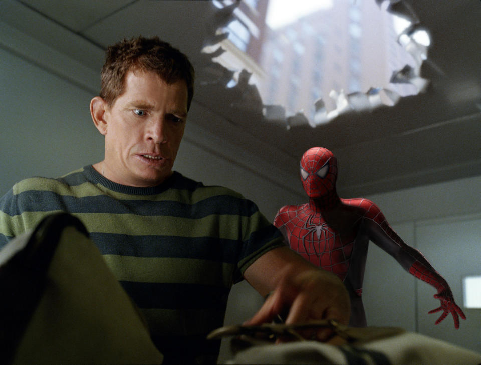 Thomas Haden Church's Sandman and Toby Maguire's Spider-Man in Spider-Man 3. (Alamy/Sony Pictures)