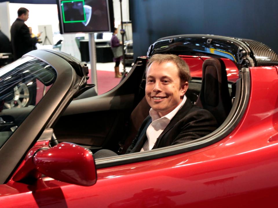 elon musk driving roadster