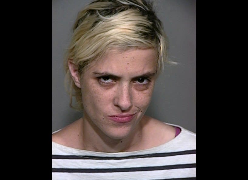 In this booking photo provided by the San Bernardino County Sheriff's Office, Samantha Ronson poses for a mug shot August 1, 2011 in Barstow, California. Ronson was arrested for DUI after being pulled over for speeding near Baker, California.  (Getty)