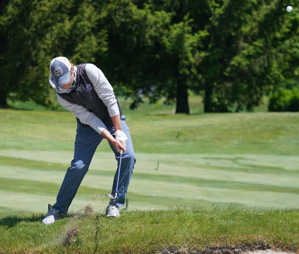 Golfers compete in the Section 1 boys golf championships at Trump National Golf Club-Hudson Valley in Hopewell Junction on Wednesday, May 17, 2023.