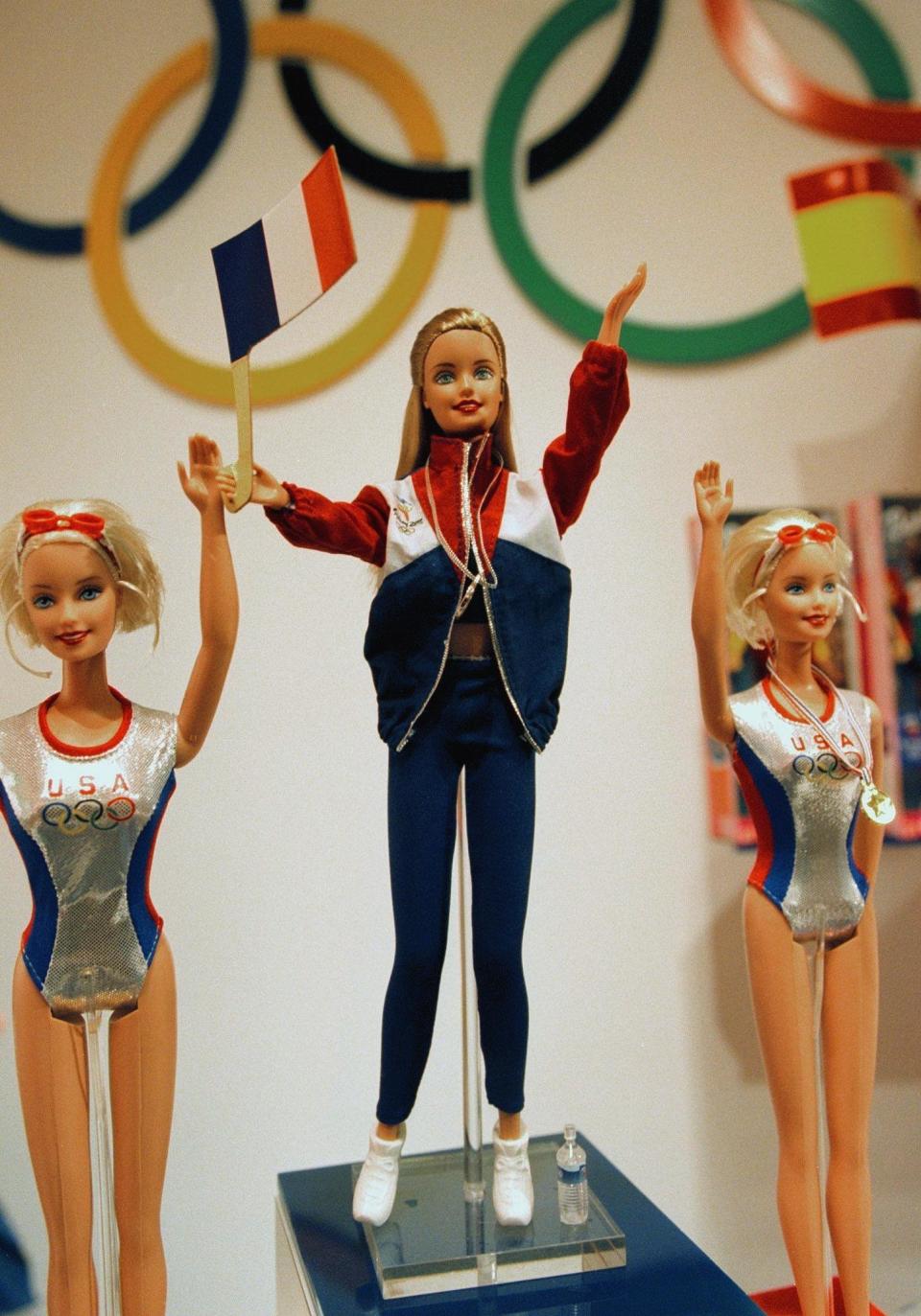 Barbie dolls for the Olympics are displayed by Mattel at the American International Toy Fair in New York, Feb. 14, 2000.