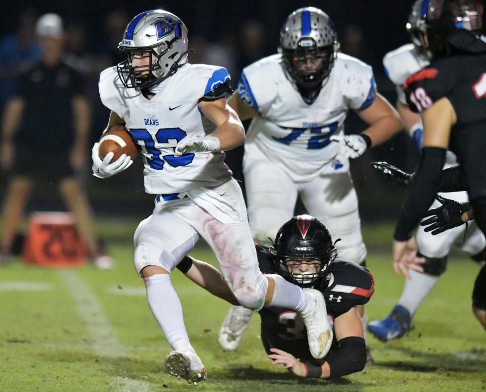 Bartram Trail's Laython Biddle races for yardage against Creekside in October. Biddle and the Bears are among several schools opening spring football on April 24, one week earlier than most other Northeast Florida teams.