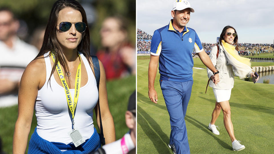 Sergio Garcia and wife Angela Akins, pictured here at the Ryder Cup in 2018.