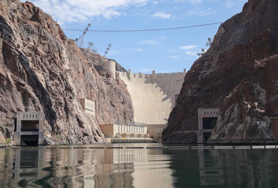 A view of the Hoover Dam from the Colorado River.