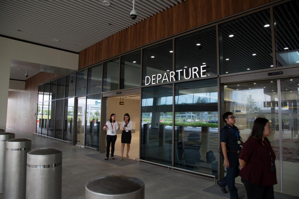 <p>The Departure Hall’s public exit at the Seletar Airport’s new passenger terminal. (PHOTO: Yahoo News Singapore / Dhany Osman) </p>