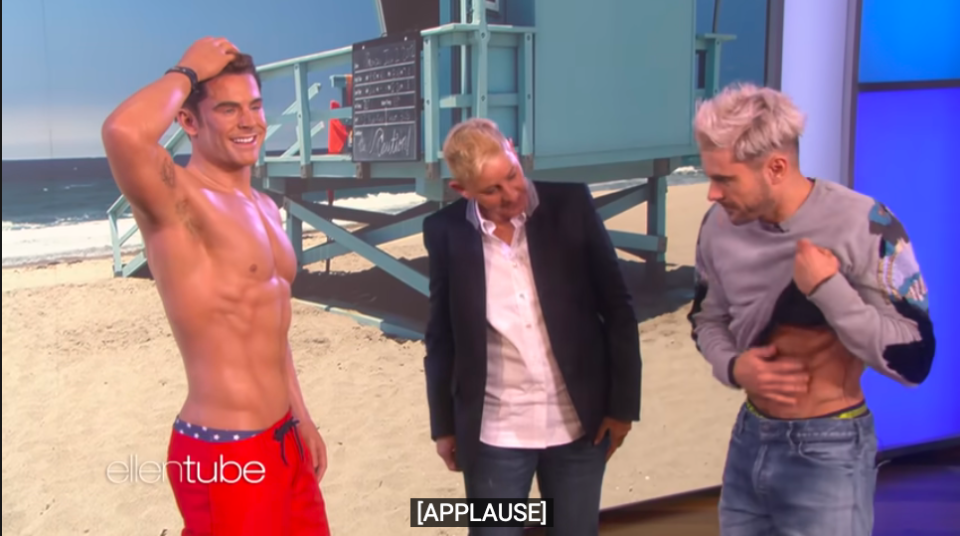 Zac Efron criticó la presión a la que se enfrenta por tener un ‘cuerpo perfecto’. Foto: The Ellen Show