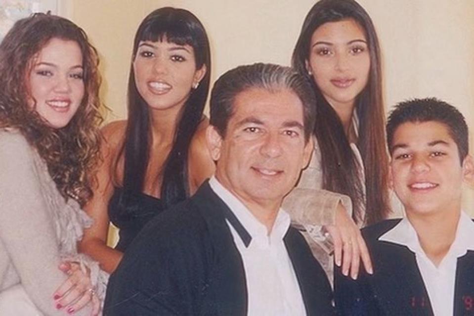 <p>Kim Kardashian/Instagram</p> Robert Kardashian Sr. with his kids Khloé, Kourtney, Kim, and Robert Kardashian Jr.