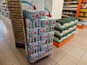 Cans of Heineken Silver are seen on display at a supermarket in Amsterdam
