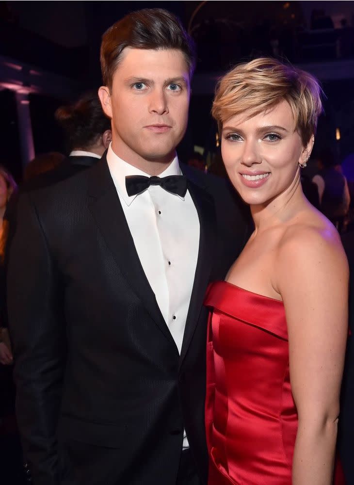 Scarlett Johansson and Colin Jost Hold Hands While Ice Skating