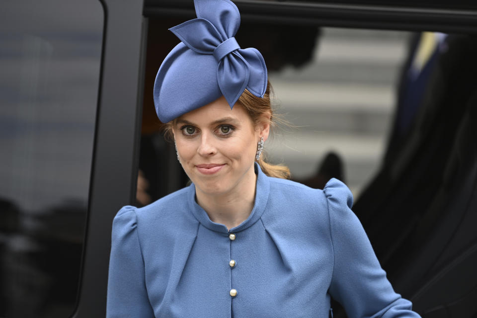 Princess Beatrice of Yorkarrives at St. Paul’s Cathedral on Friday for the Platinum Jubilee service. - Credit: AP