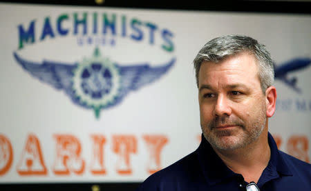 Mike Evans, group leader for the International Association of Machinists and Aerospace Workers, speaks to the media at IAM headquarters after workers rejected union representation at the Boeing South Carolina plant in North Charleston, South Carolina, U.S. February 15, 2017. REUTERS/Randall Hill