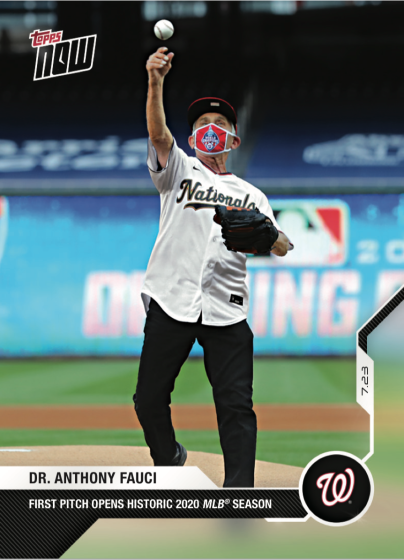 Dr. Anthony Fauci's first pitch at the Washington Nationals' season opener got the baseball card treatment.