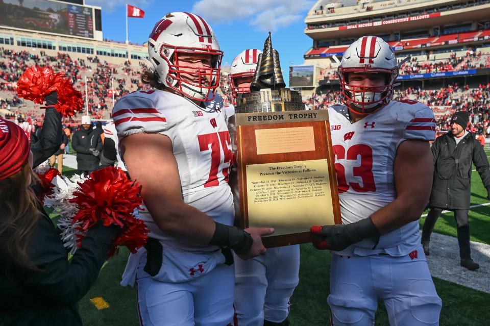 The Wisconsin Badgers have won the Freedom Trophy every year since 2013 in their series with Nebraska.