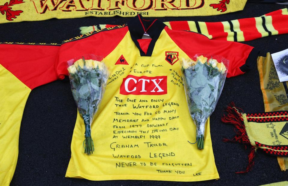 <p>Watford fans turned out in force to pay tribute to their former manager Graham Taylor</p>