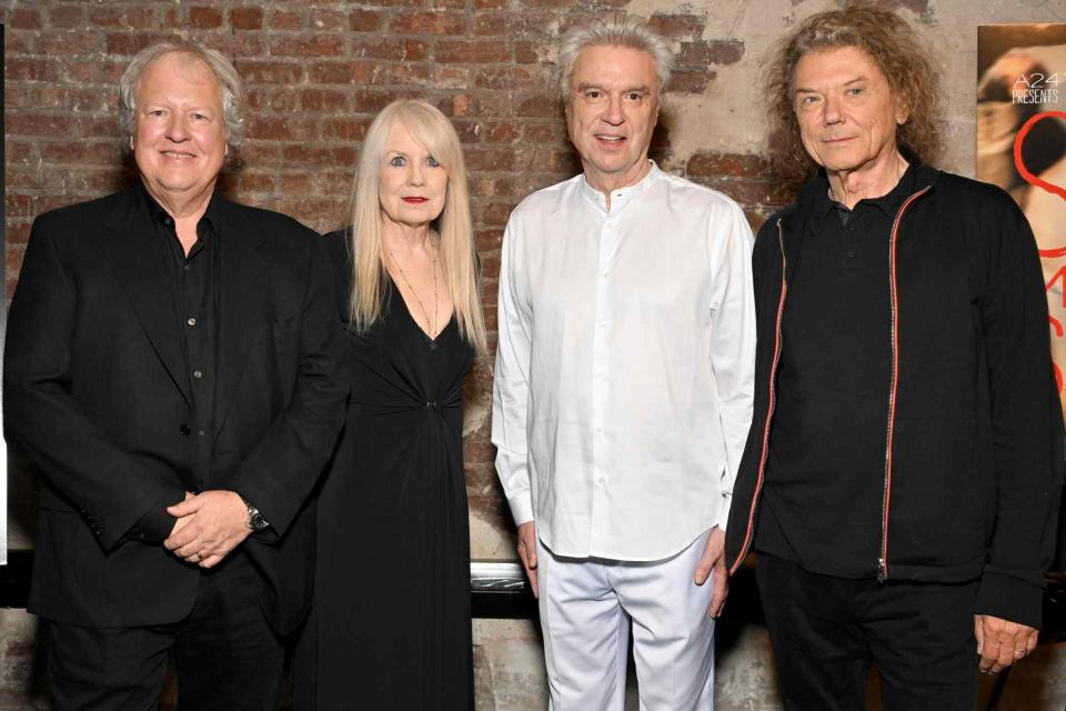 <p>Slaven Vlasic/Getty</p> (L-R) Chris Frantz, Tina Weymouth, David Byrne and Jerry Harrison at BAM Harvey Theater in New York City on Sept. 13.