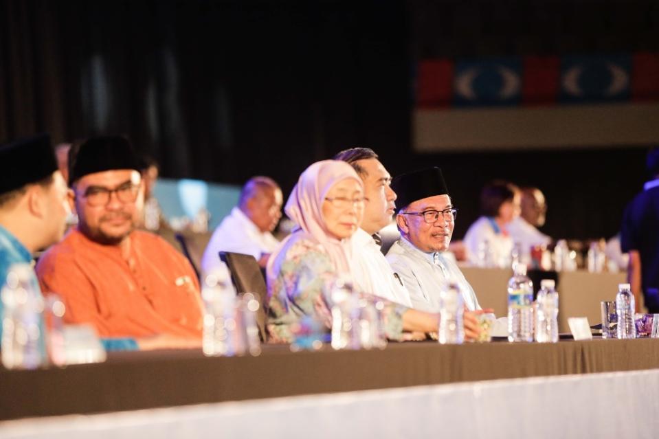 PKR president Datuk Seri Anwar Ibrahim looks on during the Special PKR Congress at Malawati Stadium March 18, 2023. — Picture by Sayuti Zainudin