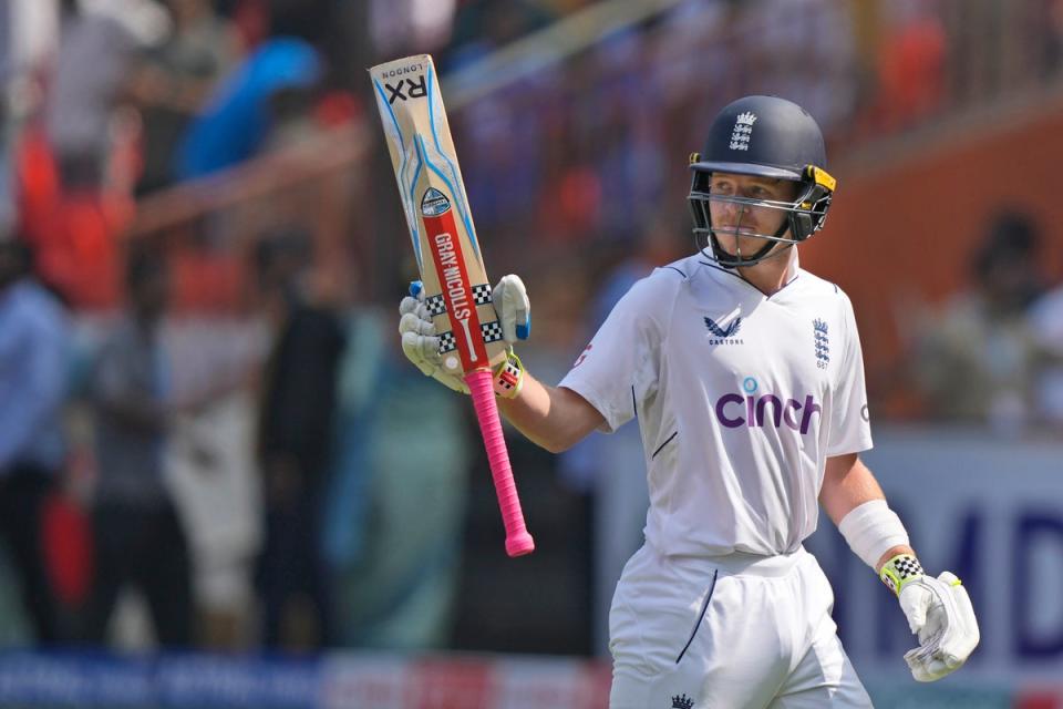 Ollie Pope fell agonisingly short of a double century for England (AP)