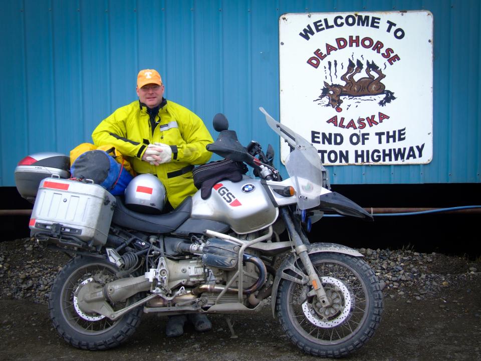 Patrick Murphy-Racey takes a self-portrait in Deadhorse, Alaska, at the end of the “Haul Road” that is featured on the TV show “Ice Road Truckers.”