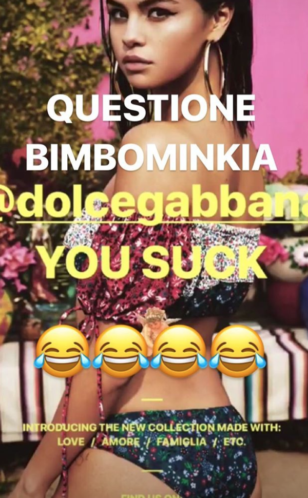 Stefano Gabbana is laughing off backlash from Selena Gomez fans. (Photo: Stefano Gabbana via Instagram Stories)