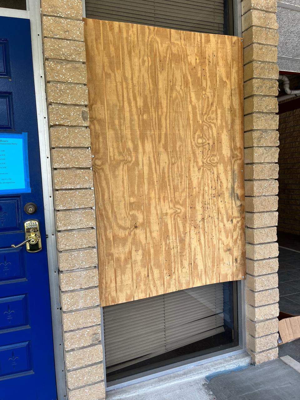 The windows at the Alachua County Democratic Party's office were broken late Saturday night.