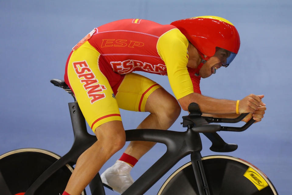 LONDON, ENGLAND - AUGUST 05: Eloy Teruel Rovira of Spain competes in the Men's Omnium Track Cycling 1km Time Trial on Day 9 of the London 2012 Olympic Games at Velodrome on August 5, 2012 in London, England. (Photo by Cameron Spencer/Getty Images)