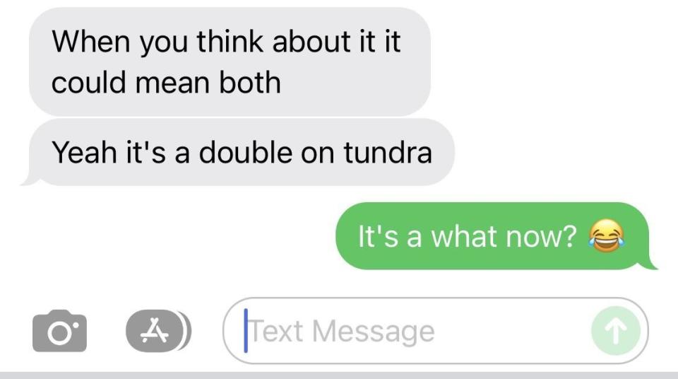 Comment exchange where someone says, "Yeah it's a double on tundra"