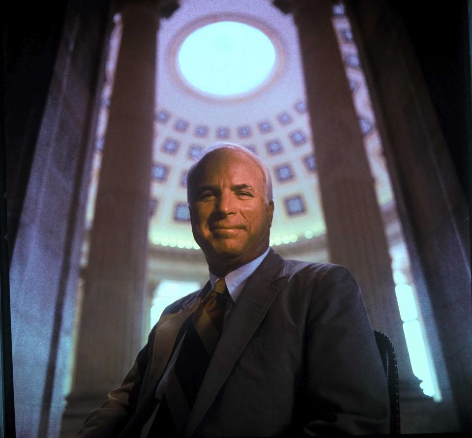 <p>McCain poses in the Russell Senate Office Building in July 1996.</p>