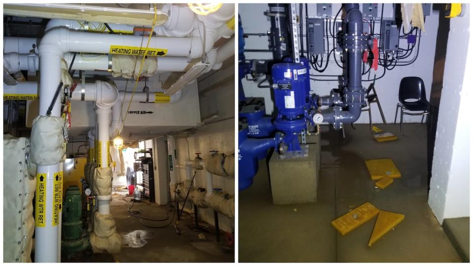 These photos show parts of the basement of the East Hants Aquatic Centre after most of the stormwater was removed following the flooding. The building's mechanical and electrical systems are housed in the basement and suffered major damage because of the flooding.